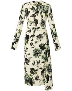 Erdem Draped Long-Sleeve Midi Dress - White