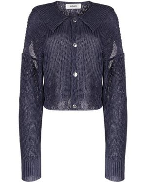Sulvam Slit-Detail Cotton Cardigan - Blue