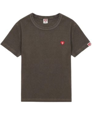 A Bathing Ape Heart Detail Ribbed T-Shirt - Grey