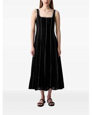Pedro Del Hierro Madrid Contrast-Topstitched Square-Neck Dress - Black