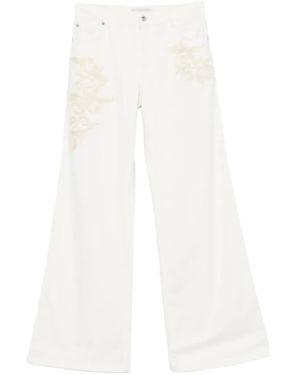 ERMANNO FIRENZE Vaqueros Con Bordado Floral - Blanco