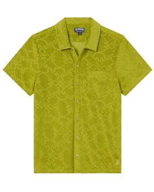 Vilebrequin Turtles Net Jacquard Bowling Shirt - Green
