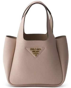 Prada Mini Leather Tote Bag - Natural