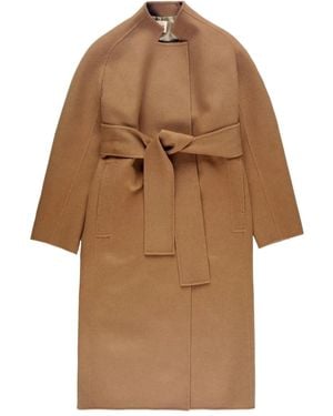 KHAITE Single-Breasted Belted Coat - Brown