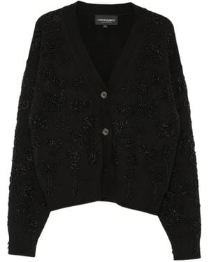 Cynthia Rowley Paloma Bead-Embellished Floral Cardigan - Black