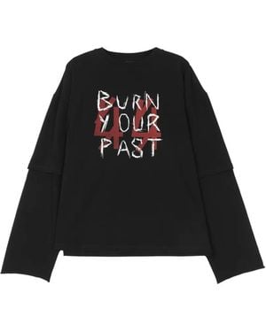 44 Label Group Layered-Sleeve Graphic-Print T-Shirt - Black