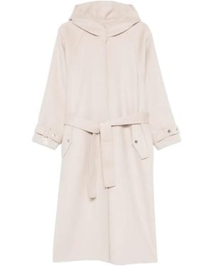 Pinko Hooded Belted Coat - White
