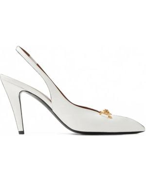 Versace Zapatillas Clelia De Piel De Napa Con Tira Posterior De 90 Mm - Blanco