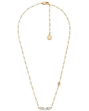 Michael Kors Crystal-Embellished Logo-Charm Necklace - White