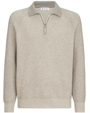 Brunello Cucinelli Half-Zip Jumper - White