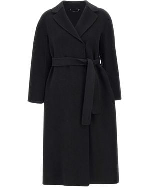 Max Mara Belted Wool Coat - Black