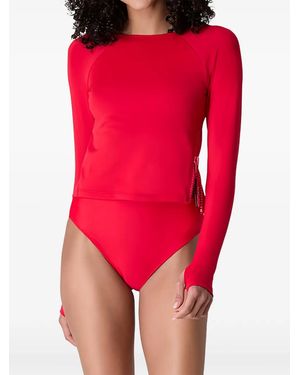 Watskin Sasha Side-Zip Long-Sleeve T-Shirt - Red