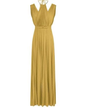 Elisabetta Franchi Vestido de noche largo plisado - Metálico