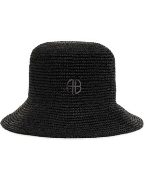 Anine Bing Cabana Raffia Bucket Hat - Black