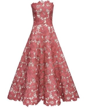 Oscar de la Renta フローラル ストラップレス ドレス - レッド