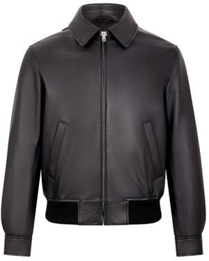 Fursac Zip-Up Leather Jacket - Gray