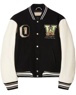 Off-White c/o Virgil Abloh Floral-Embroidered Bomber Jacket - Black