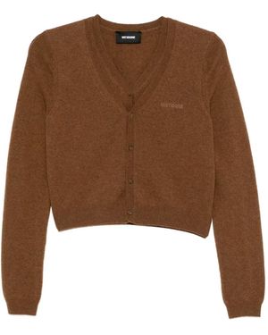 we11done Logo-Embroidered Cardigan - Brown