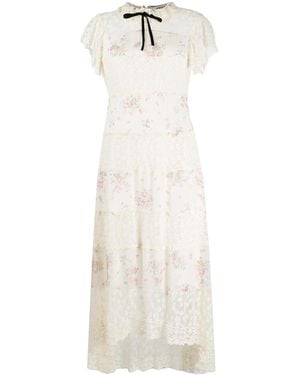 Philosophy Di Lorenzo Serafini Lace-Insert Floral Midi Dress - White