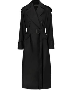 DR. HOPE Double-Breasted Belted Trench Coat - Black