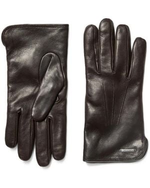 Peserico Raised-Stitch Leather Gloves - Black