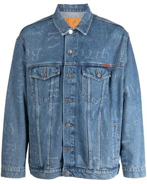 Martine Rose All-Over Logo-Print Denim Jacket - Blue