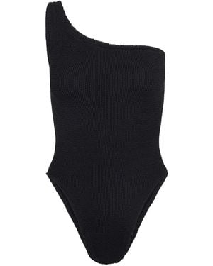 Hunza G Nancy Asymmetric Ribbed Swimsuit - Black