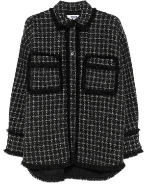 MSGM Bouclé Frayed-Edge Shirt - Black