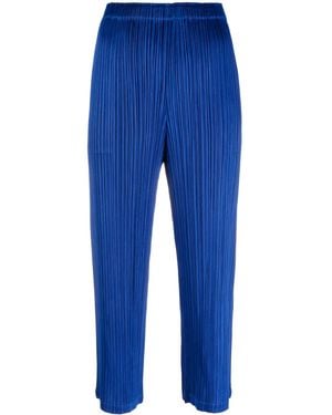 Pleats Please Issey Miyake Mc August Plissé Cropped Trousers - Blue