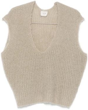 Alysi Ribbed-Knit V-Neck Jumper Vest - Natural