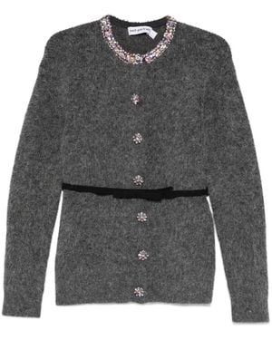 Self-Portrait Crystal-Embellishment Cardigan - Grey