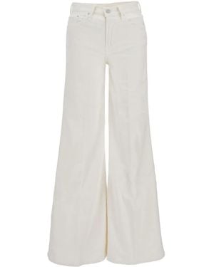 Mother Logo-Detail Corduroy Trousers - White