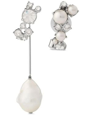 Givenchy Boucles D'Oreilles Asymétriques Serties De Cristaux - Blanc
