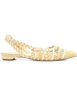Sarah Chofakian Praline Woven Point-Toe Court Shoes - Natural