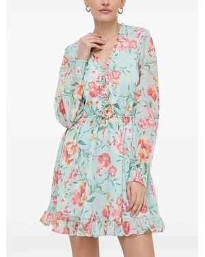 Guess Geblümtes Kleid mit Rüschen - Weiß