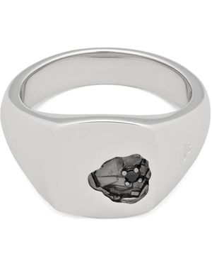 Tom Wood Anello Mined Con Spinello Nero - Bianco