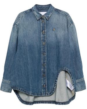 The Attico Camisa Vaquera Con Dobladillo Asimétrico - Azul