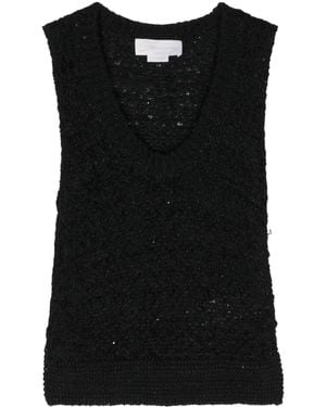 Genny Sequined Chunky-Knit Top - Black