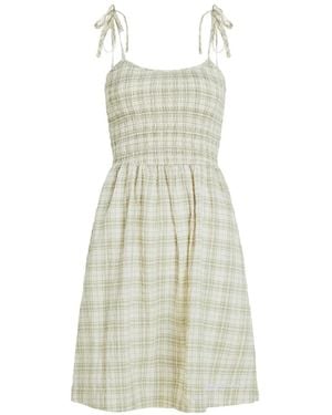 KARL LAGERFELD Check Shirred Mini Dress - White