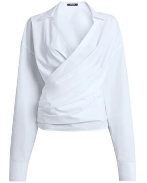 Balmain Draped Cotton Poplin Shirt - White