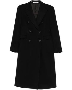 Tagliatore Double-Breasted Peak-Lapel Coat - Black