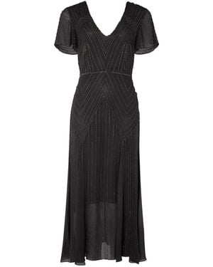 Temperley London Beaded V-neck Midi Dress - Black