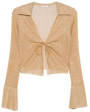 Oséree Tie Front Flare Sleeve Top - Natural