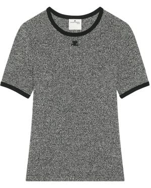Courreges Heather Contrast-Trim T-Shirt - Gray