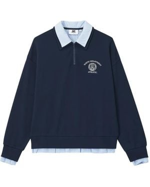 Chocoolate Layered-Detail Logo-Print Sweater - Blue