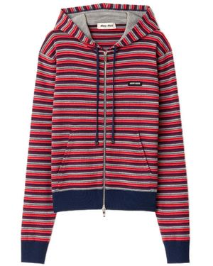 Miu Miu Sudadera A Rayas Con Capucha - Rojo