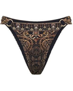 CAMILLA Snake-Pattern Bikini Bottom - Black