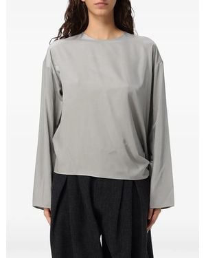 ELEH Side-Tie Long-Sleeve Blouse - Grey