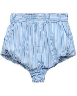 Marni Hellblau Gestreifte Popeline-Shorts
