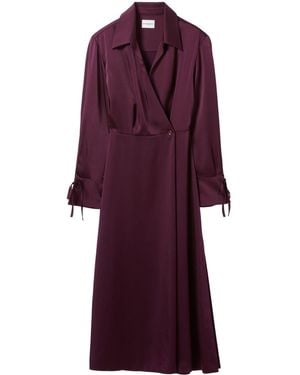 Claudie Pierlot Cross-Over Long-Sleeve Woven Maxi Dress - Purple